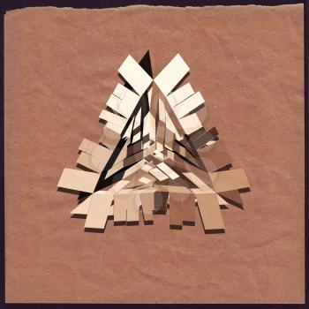Abstract 3D geometric illustration. Triangle on crumpled paper background.