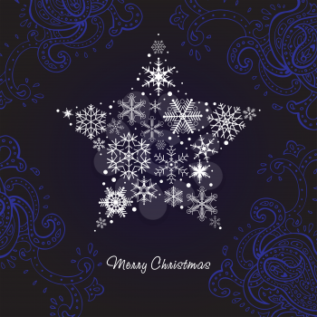 Christmas star of the Snowflakes. Vector background.