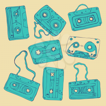 Set of retro cassette tapes. Vector illustration.
