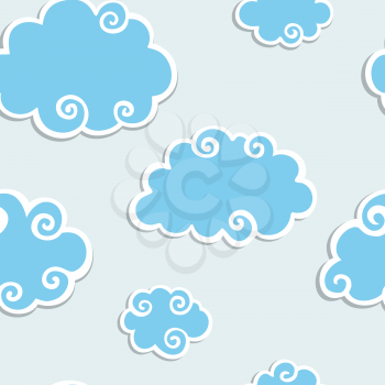 Abstract Blue Clouds seamless background. Vector  pattern.