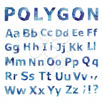 Alphabet. Polygonal font set. Geometrical style. Vector illustration.
