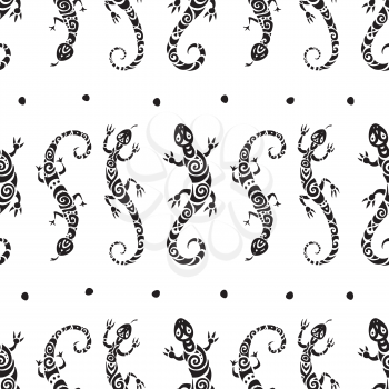 Lizards. Seamless Abstract background. Ethnic Vector pattern.