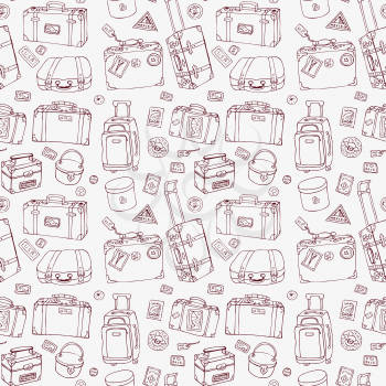 Background of vintage suitcases. Seamless Travel Illustration.