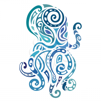 Ocean octopus. Decorative Ethnic tattoo. Tribal pattern. Vector illustration