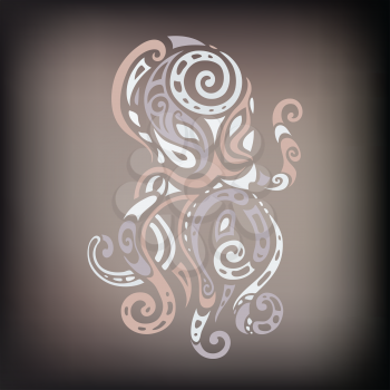 Ocean octopus. Decorative Ethnic tattoo. Tribal pattern. Vector illustration