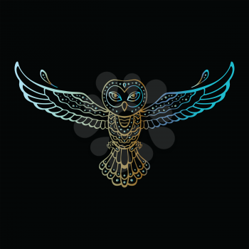 Owl. Tribal pattern. Polynesian tattoo style Vector illustration