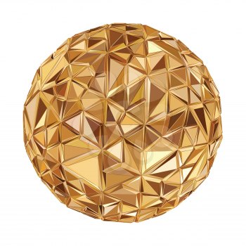 Abstract 3D geometric illustration. Disco ball Isolated over white.