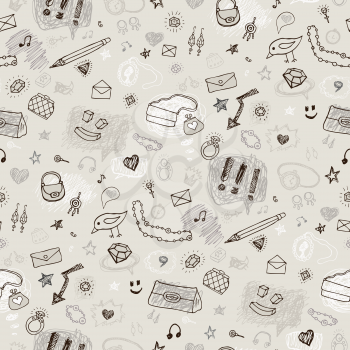 Seamless chemistry background. Vector hand drawn pattern