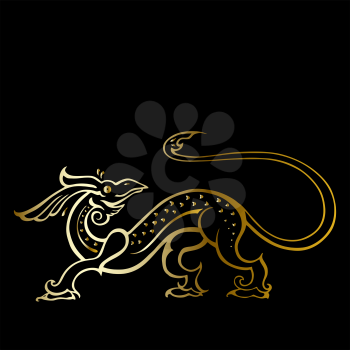 Dragon. Traditional Vector illustration for coloring book. Ethnic tattoo style