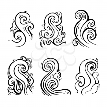 Sea waves. Hand drawn vector illustration. Design element