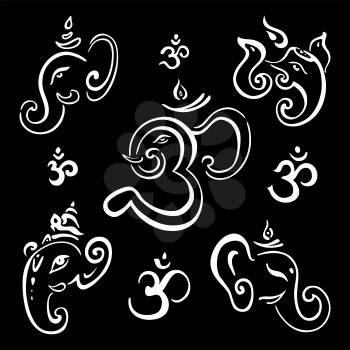Ohm. Om Aum Symbol. Vector hand drawn illustration