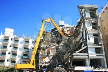 Royalty Free Photo of a Building Being Destroyed