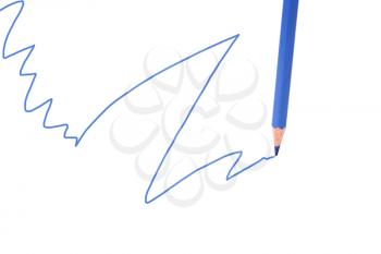 Royalty Free Photo of a Blue Line and Pencil