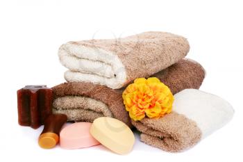 Royalty Free Photo of Soaps and Towels