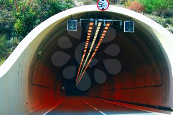 Royalty Free Photo of Lights in a Road Tunnel