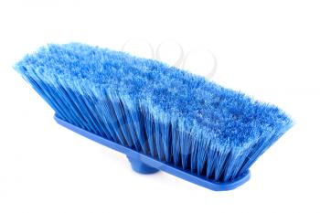 Blue broom isolated on white background.