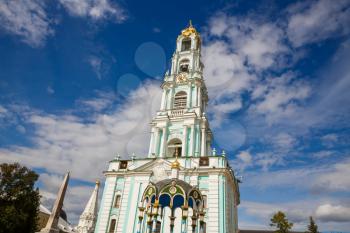 The Belfry in The Holy Trinity Lavra of St. Sergius in Sergiev Posad, Russia.