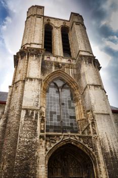 The unfinished western tower of The Saint Michael's Church in Ghent, Belgium.