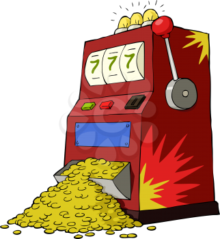 Royalty Free Clipart Image of a Winning Slot Machine