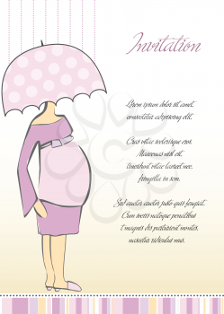 Royalty Free Clipart Image of an Invitation With a Pregnant Woman on It
