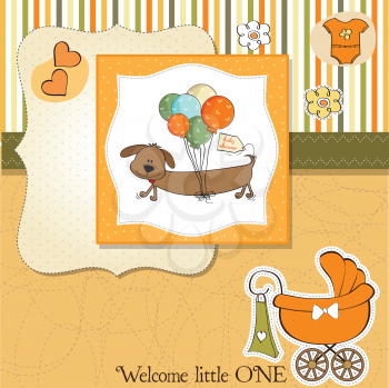 Royalty Free Clipart Image of a Baby Announcement With a Dog