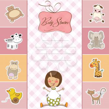 Royalty Free Clipart Image of a Baby Shower Card for a Little Girl