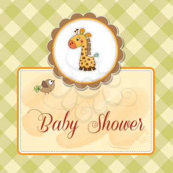 Royalty Free Clipart Image of a Baby Shower Invitation With a Giraffe