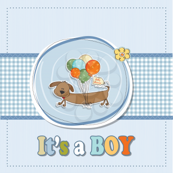 Royalty Free Clipart Image of a Boy Birth Announcement With a Dog