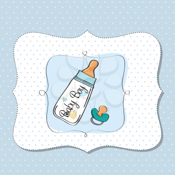 Royalty Free Clipart Image of a Background With a Bottle and Pacifier
