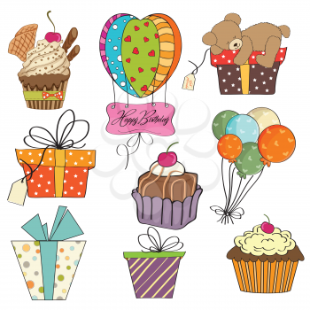 Royalty Free Clipart Image of Birthday Elements