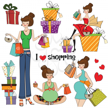 Royalty Free Clipart Image of Shopping Elements