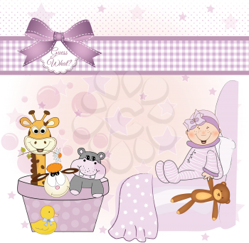 Royalty Free Clipart Image of a Baby Girl Announcement