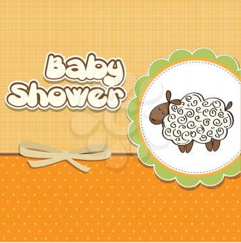 Royalty Free Clipart Image of a Baby Shower Background With a Sheep
