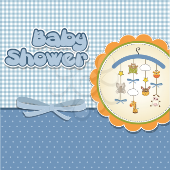 Royalty Free Clipart Image of a Baby Shower Invitation With a Mobile