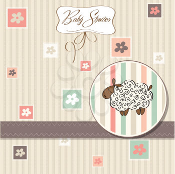 Royalty Free Clipart Image of a Baby Shower Invitation With a Sheep