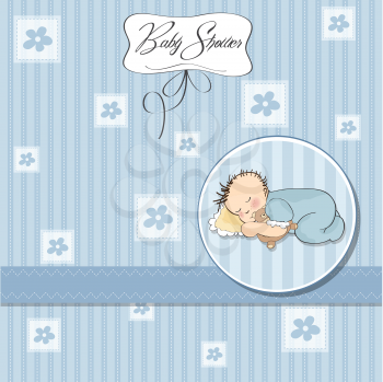Royalty Free Clipart Image of a Baby Shower Invitation With a Baby Boy