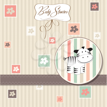 Royalty Free Clipart Image of a Baby Shower Card With a Zebra