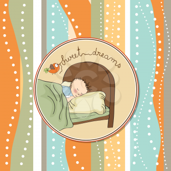 Royalty Free Clipart Image of a Little Boy Sleeping