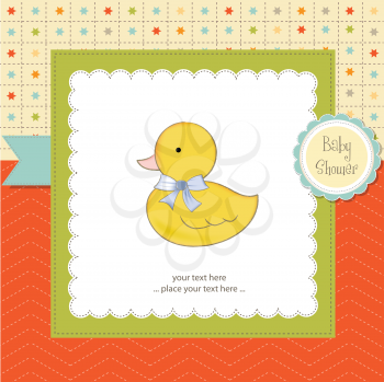 Royalty Free Clipart Image of a Baby Shower Card With a Duck