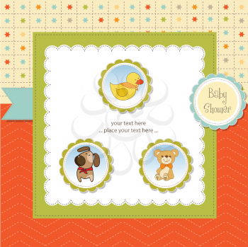 Royalty Free Clipart Image of a Baby Shower Invitation With Animals