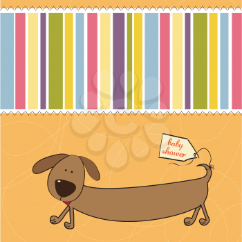Royalty Free Clipart Image of a Baby Shower With a Dog on It