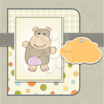 Royalty Free Clipart Image of a Hippo on a Background With Text Space