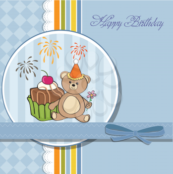 Royalty Free Clipart Image of a Birthday Greeting With a Bear