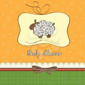 Royalty Free Clipart Image of a Baby Shower Invitation With a Sheep