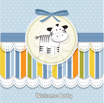 Royalty Free Clipart Image of a Baby Card With a Zebra