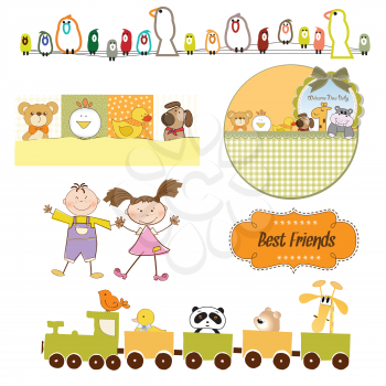 Royalty Free Clipart Image of Babies and Toys