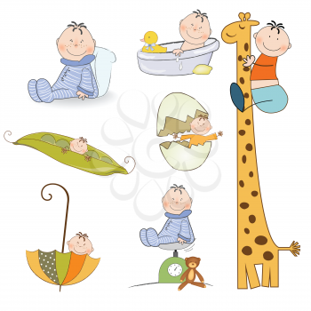 Royalty Free Clipart Image of Baby Boy Items