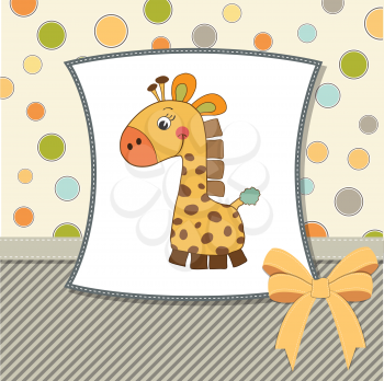 Royalty Free Clipart Image of a Background With a Baby Giraffe