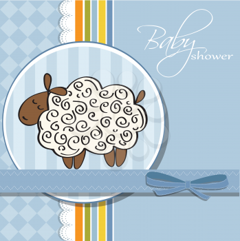 Royalty Free Clipart Image of a Baby Shower Background With a Lamb on It