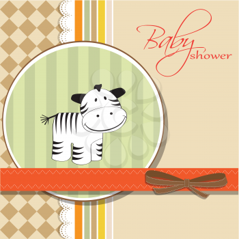 Royalty Free Clipart Image of a Baby Shower Invitation With a Zebra on It